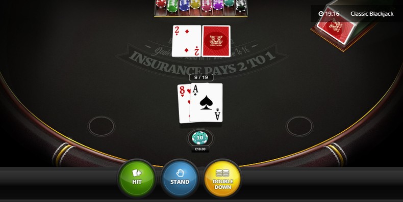 Ace Eight Blackjack Hand in Game