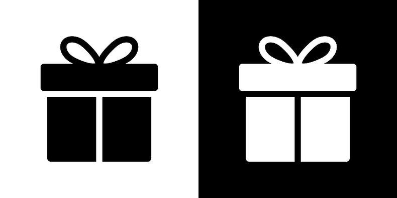 Black and White Contrasting Gift Box Icons