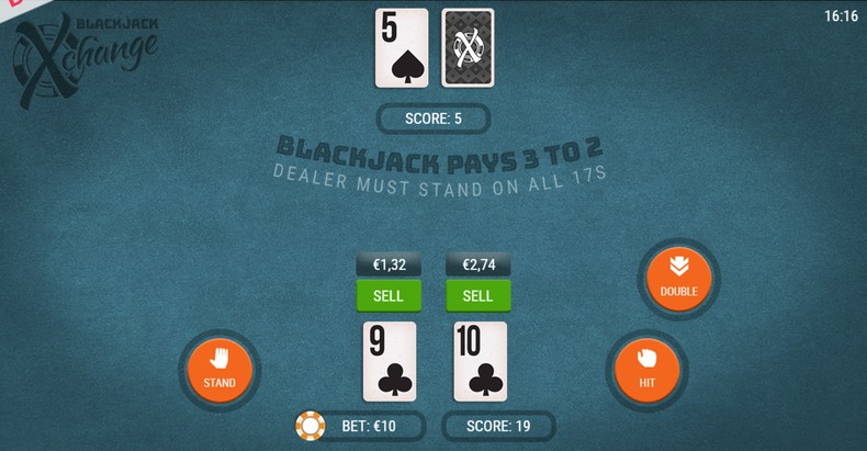 Blackjack Xchange with a Nine and Ten