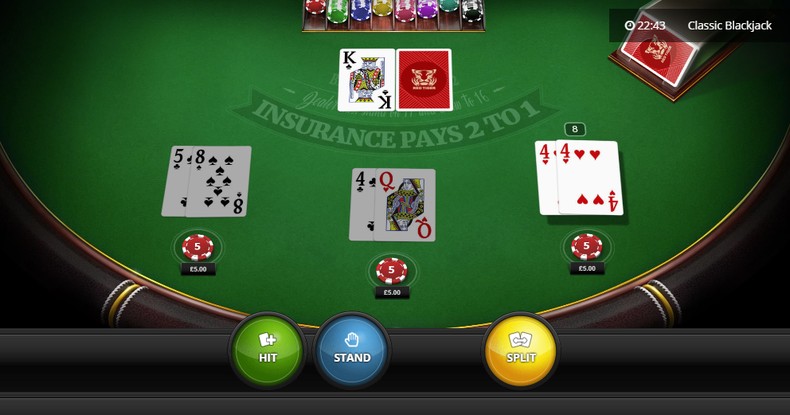 Blackjack with a Pair of 4s