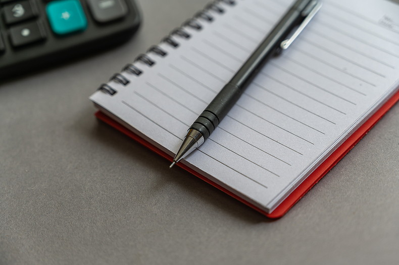 Calculator, Notepad and Pen