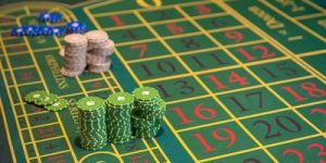 Casino Chips on Roulette Racetrack