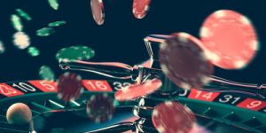 Chips Falling on Roulette Wheel