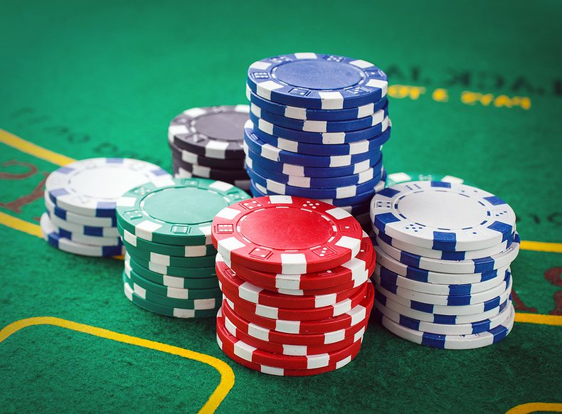 Chips Stacks on Blackjack Table