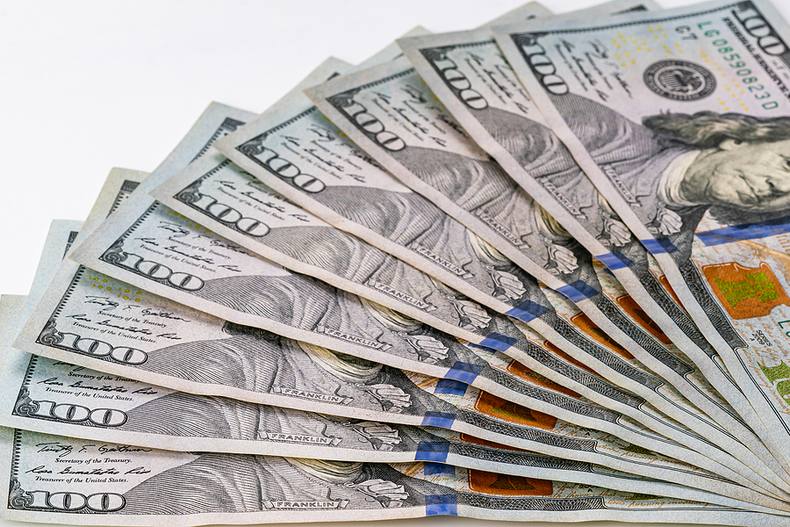 Fan of 100 Dollar Bills