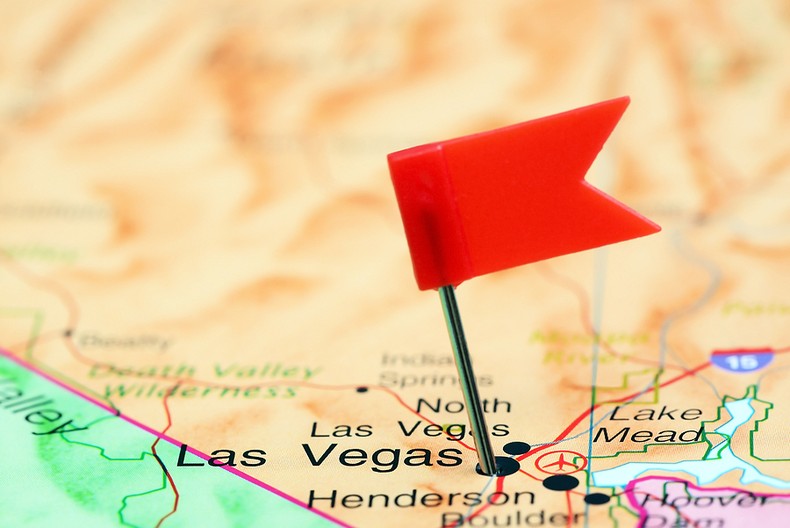 Flag Pin in Map of Las Vegas