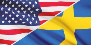 Flags of USA and Sweden