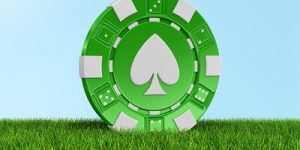 Green Casino Chip on Grass