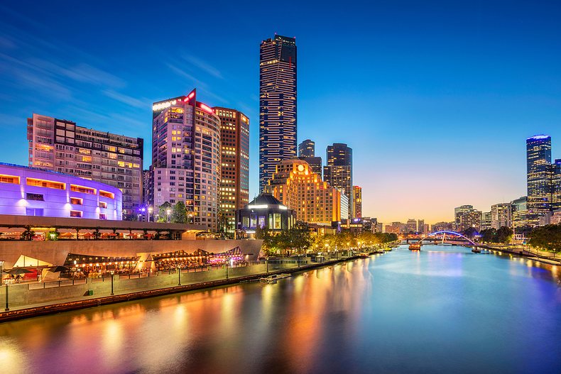 Melbourne Cityscape in Evening