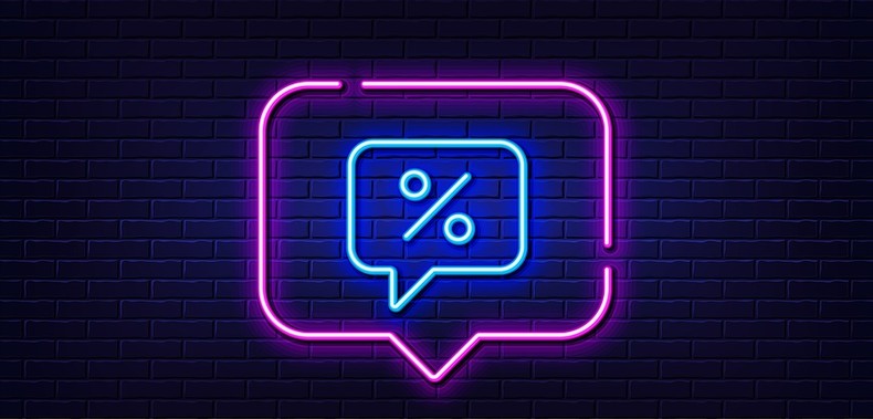 Neon Percentage Speech Bubble