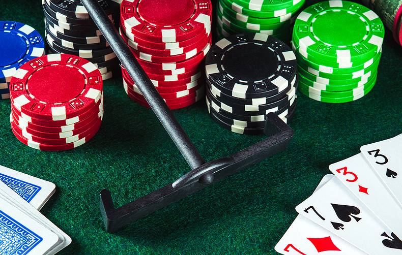 Poker Cards and Chips with Rake