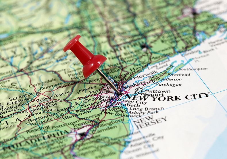 Red Pin in Map of New York