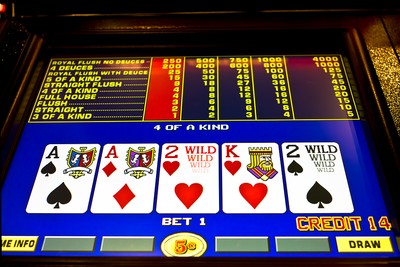 Video Poker Machine Screen Showing Hand