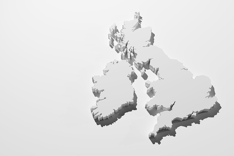 White 3D UK Map