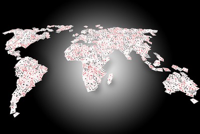 World Map Made with Playing Cards